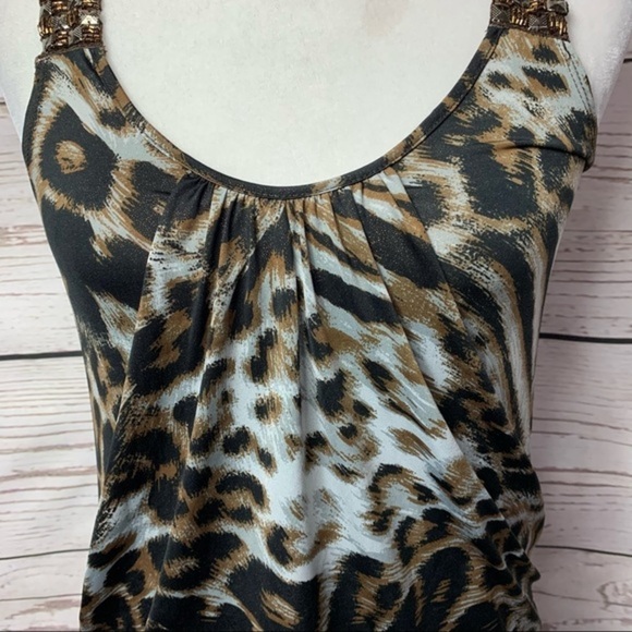 Daytrip Leopard Pleated Embellished Top - Picture 2 of 6